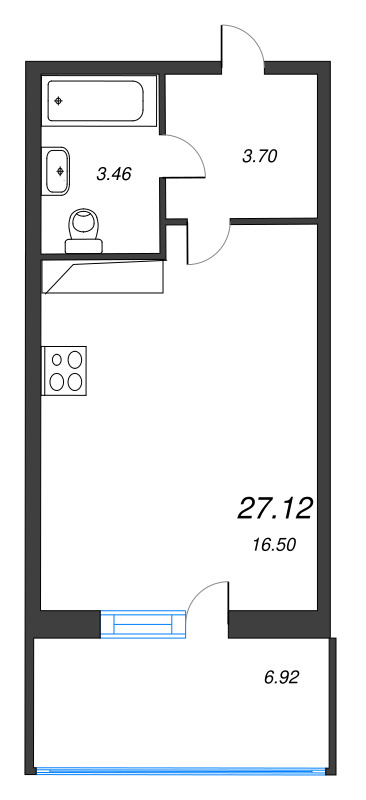 Студия 25,5 м²