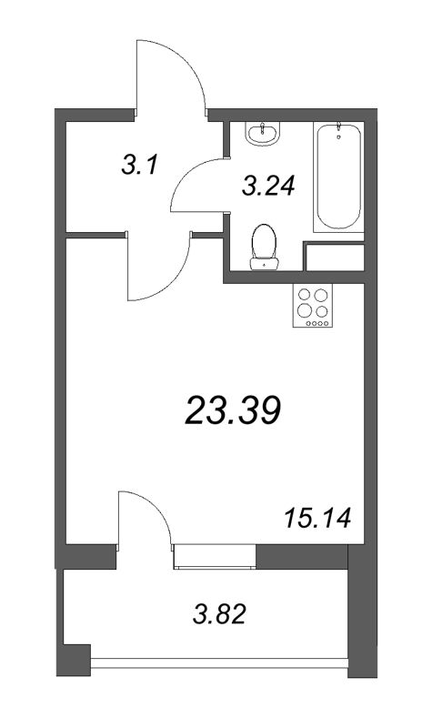 Студия 24,1 м²