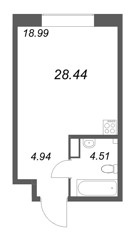 Студия 28,4 м²