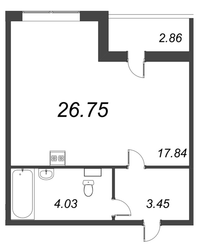 Студия 26,9 м²