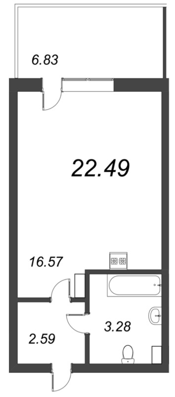 Студия 24,5 м²