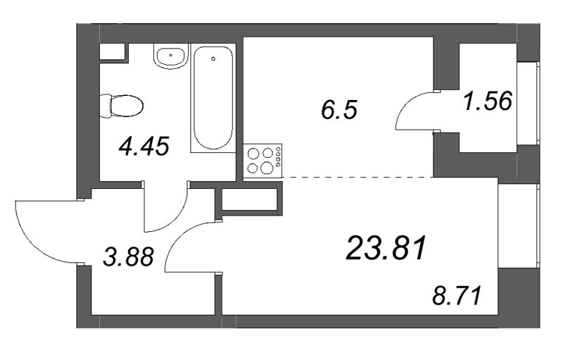 Студия 23,8 м²