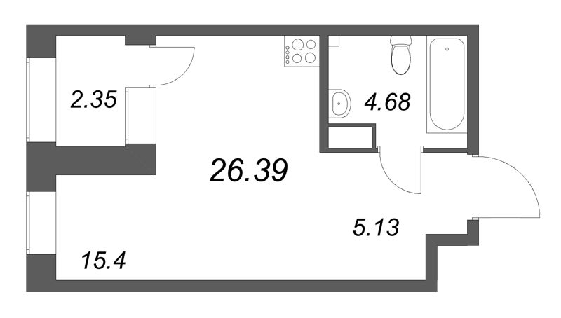 Студия 26,4 м²