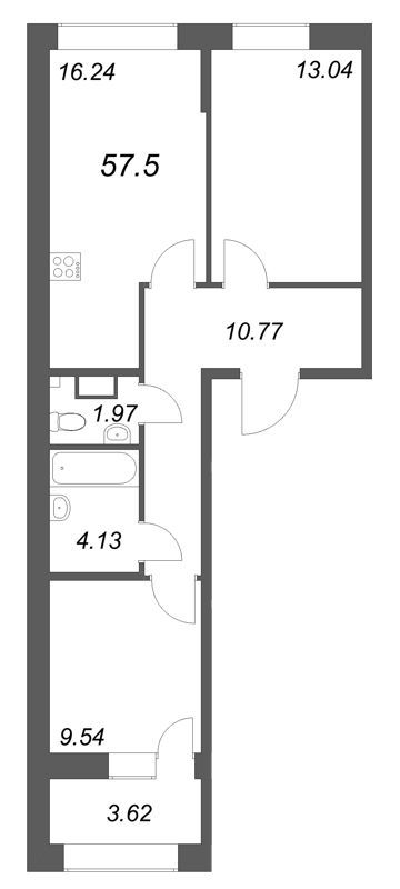 3 ккв (Евро) 57,5 м²