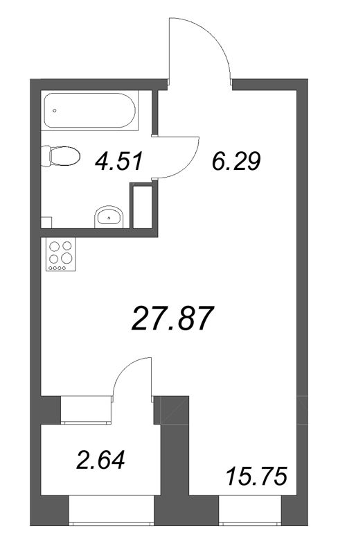 Студия 27,9 м²
