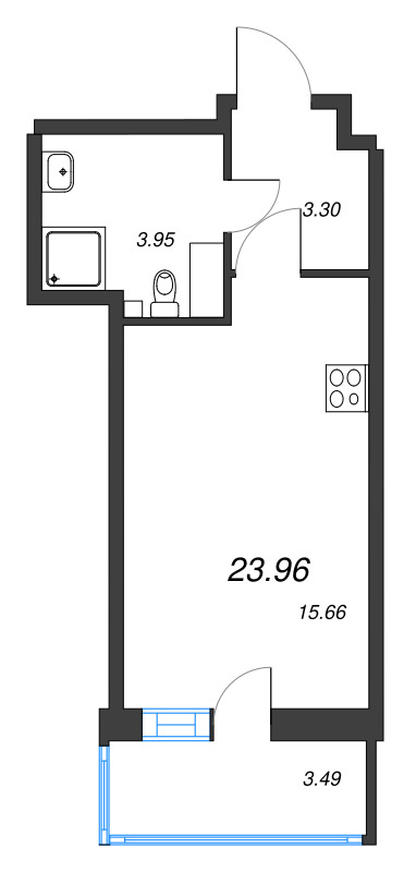 Студия 24 м²