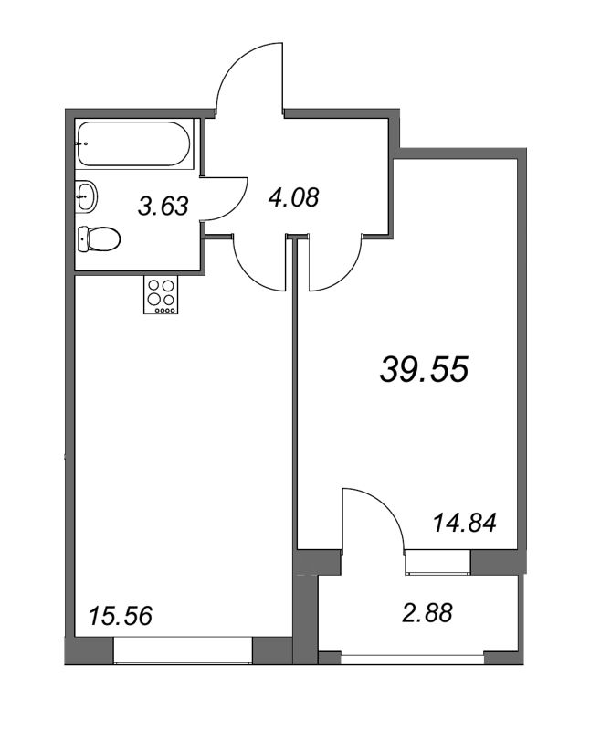 2 ккв (Евро) 39,2 м²