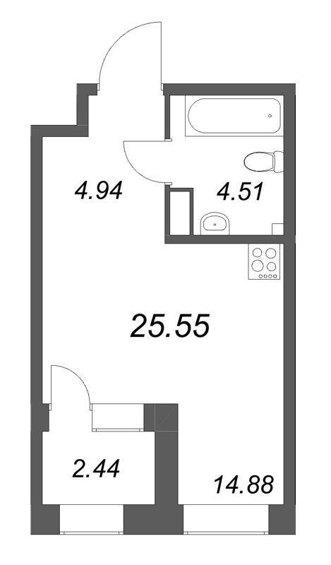 Студия 25,6 м²