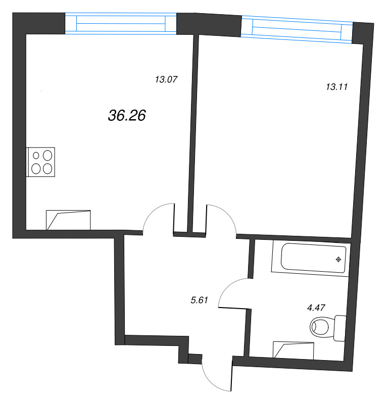 1 ккв 36,3 м²