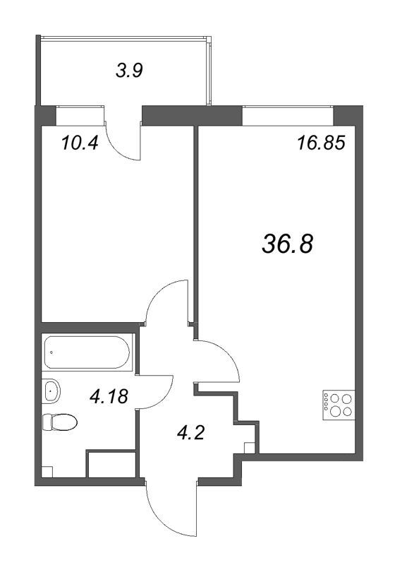 2 ккв (Евро) 36,8 м²