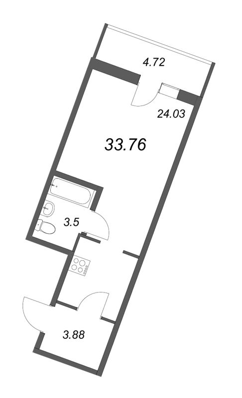 Студия 33 м²