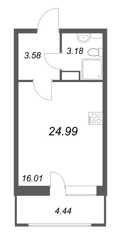 Студия 25 м²
