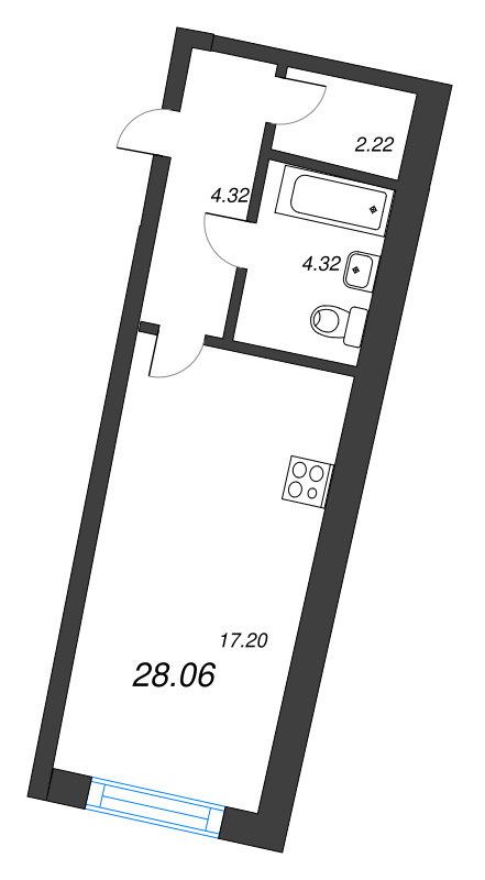 Студия 28,1 м²