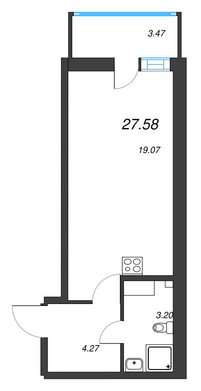 Студия 27,6 м²