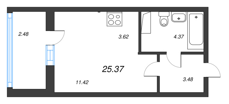 Студия 25,4 м²
