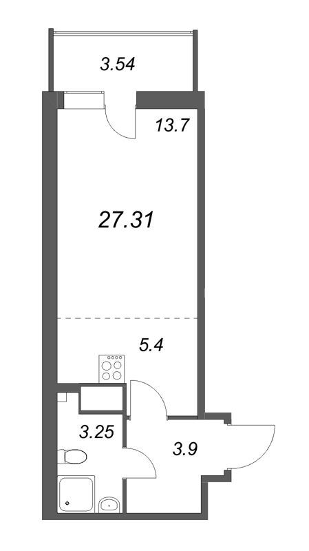 Студия 27,3 м²