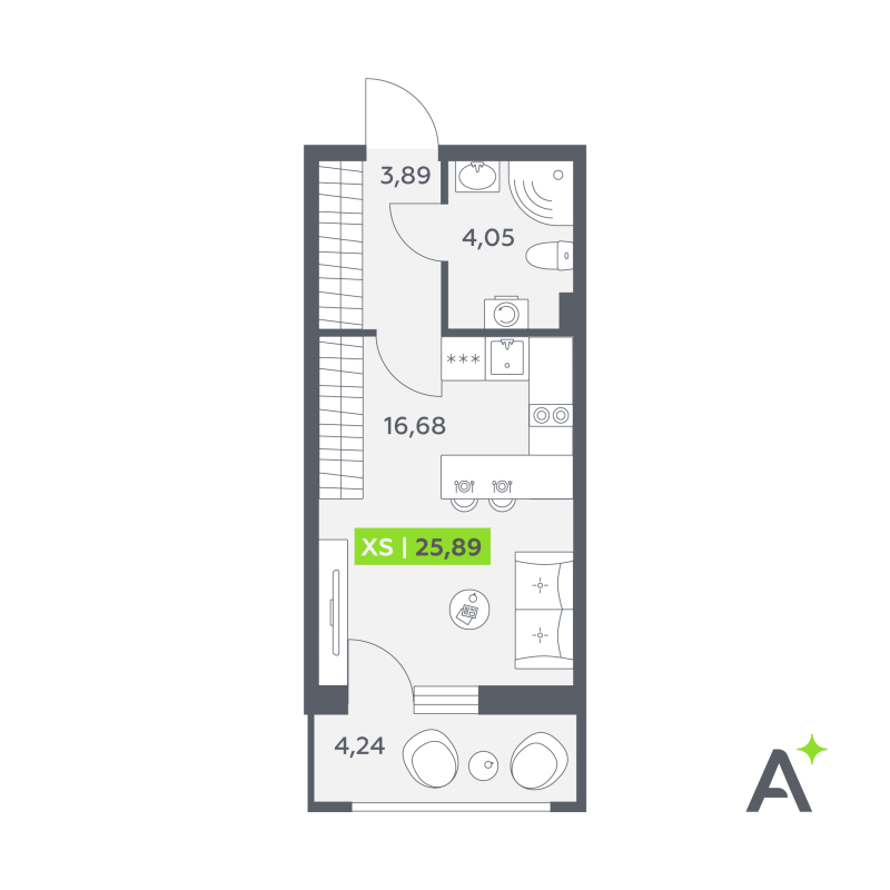 Студия 25,9 м²