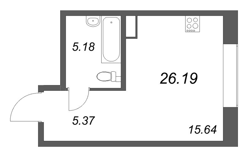 Студия 26,2 м²