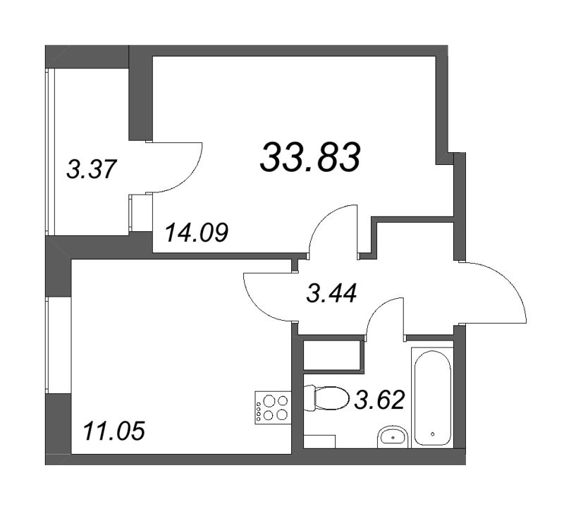 1 ккв 34,1 м²