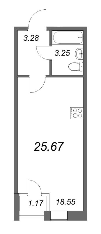 Студия 25,3 м²