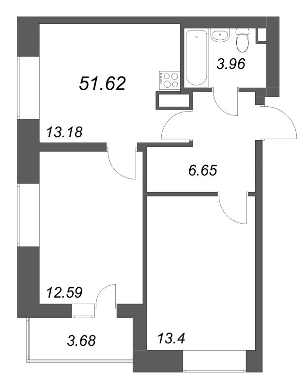 2 ккв 51,6 м²
