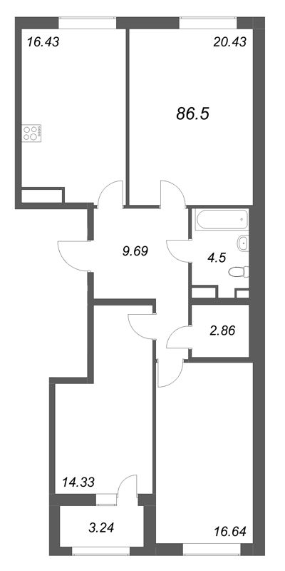 4 ккв (Евро) 86,5 м²