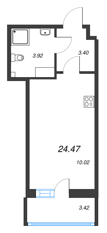 Студия 24,5 м²
