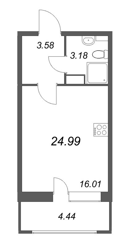 Студия 25 м²