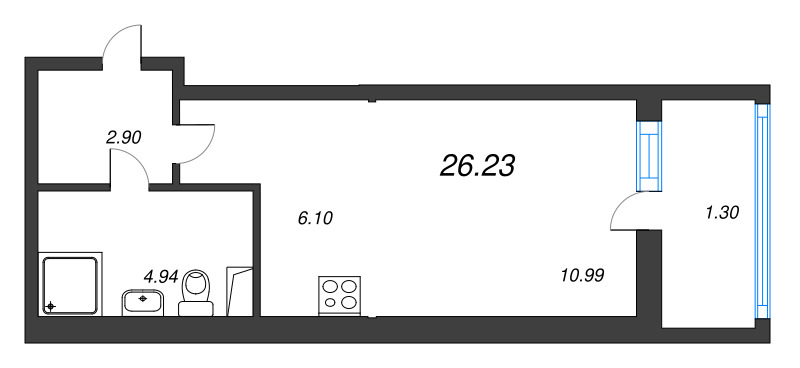 Студия 26,2 м²
