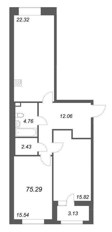 3 ккв (Евро) 75,3 м²