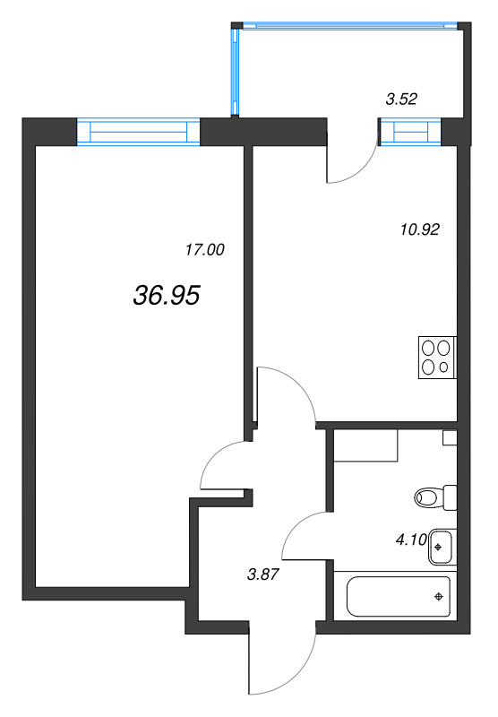 1 ккв 37 м²