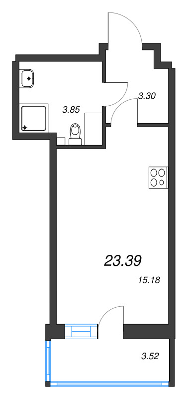 Студия 23,4 м²