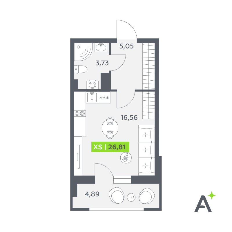 Студия 26,8 м²