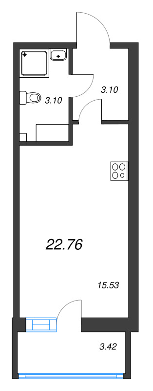 Студия 22,8 м²