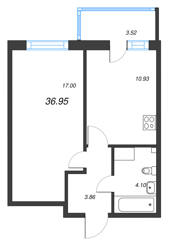 1 ккв 37 м²