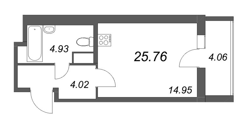 Студия 26,3 м²