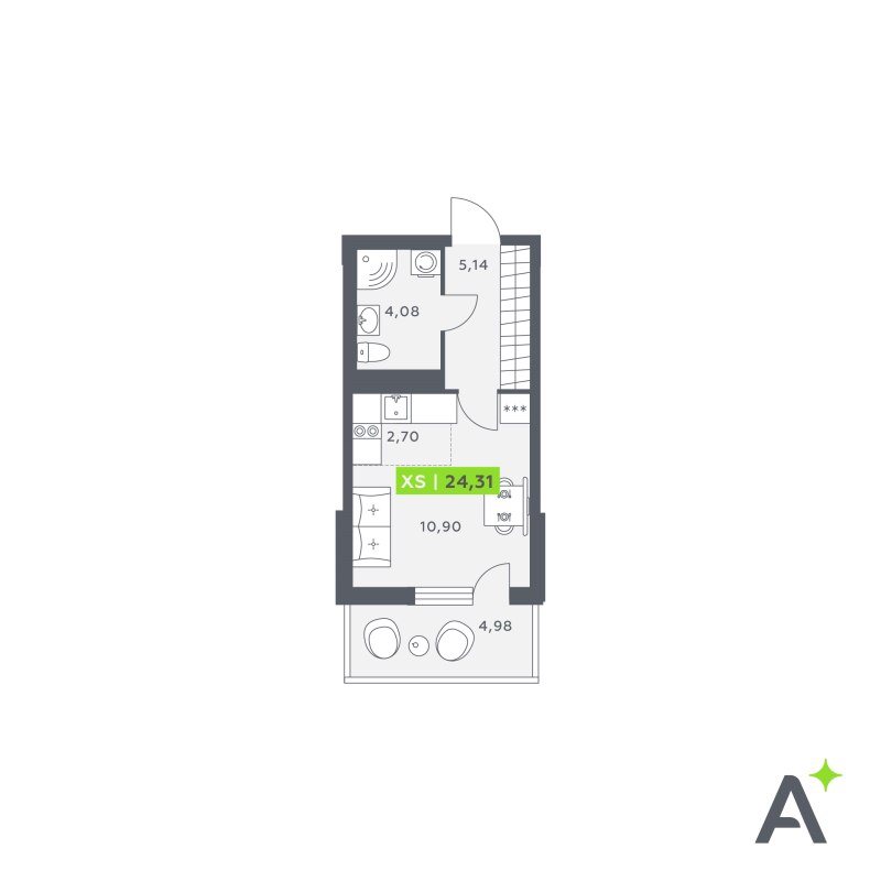 Студия 25 м²