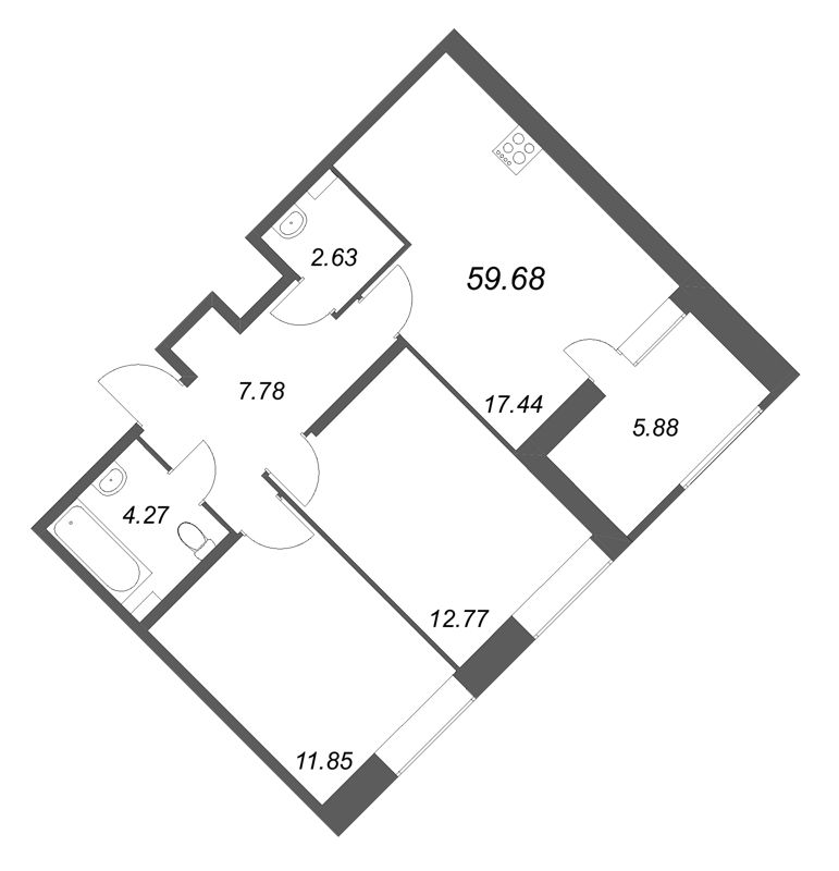 3 ккв (Евро) 59,7 м²