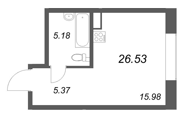Студия 26,5 м²