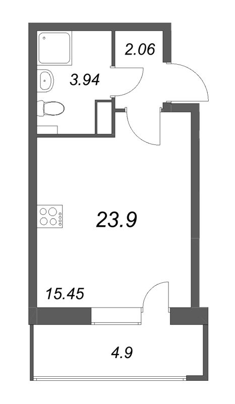 Студия 23,9 м²