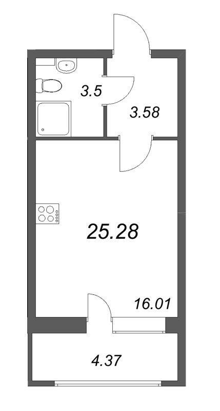 Студия 25,3 м²