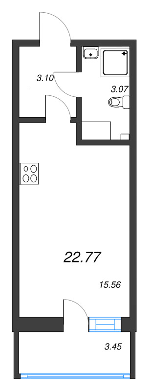 Студия 22,8 м²