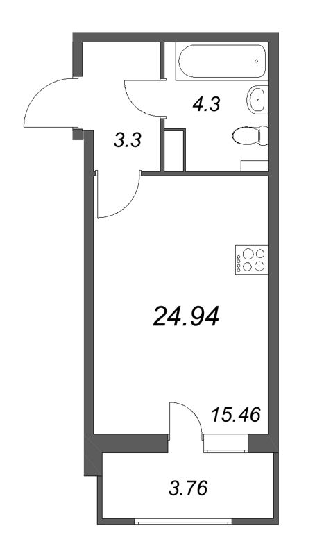 Студия 24,9 м²