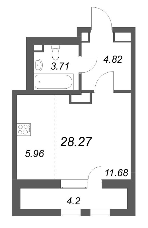 Студия 28,3 м²