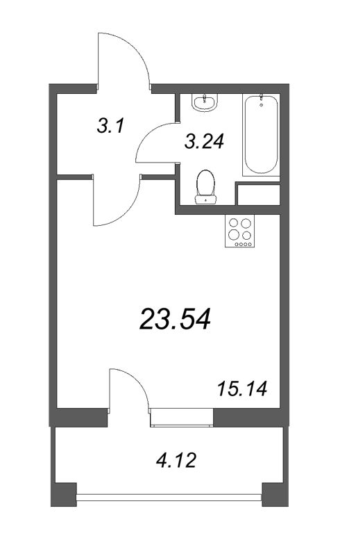 Студия 24,3 м²