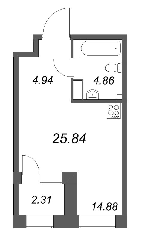 Студия 25,8 м²