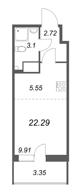 Студия 22,3 м²