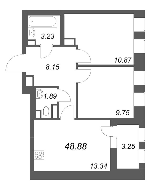 2 ккв 48,9 м²