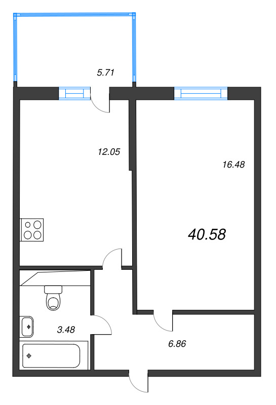 1 ккв 40,1 м²