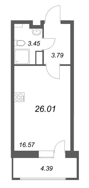 Студия 26 м²